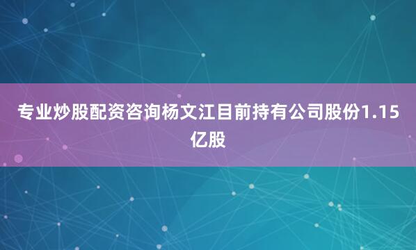 专业炒股配资咨询杨文江目前持有公司股份1.15亿股